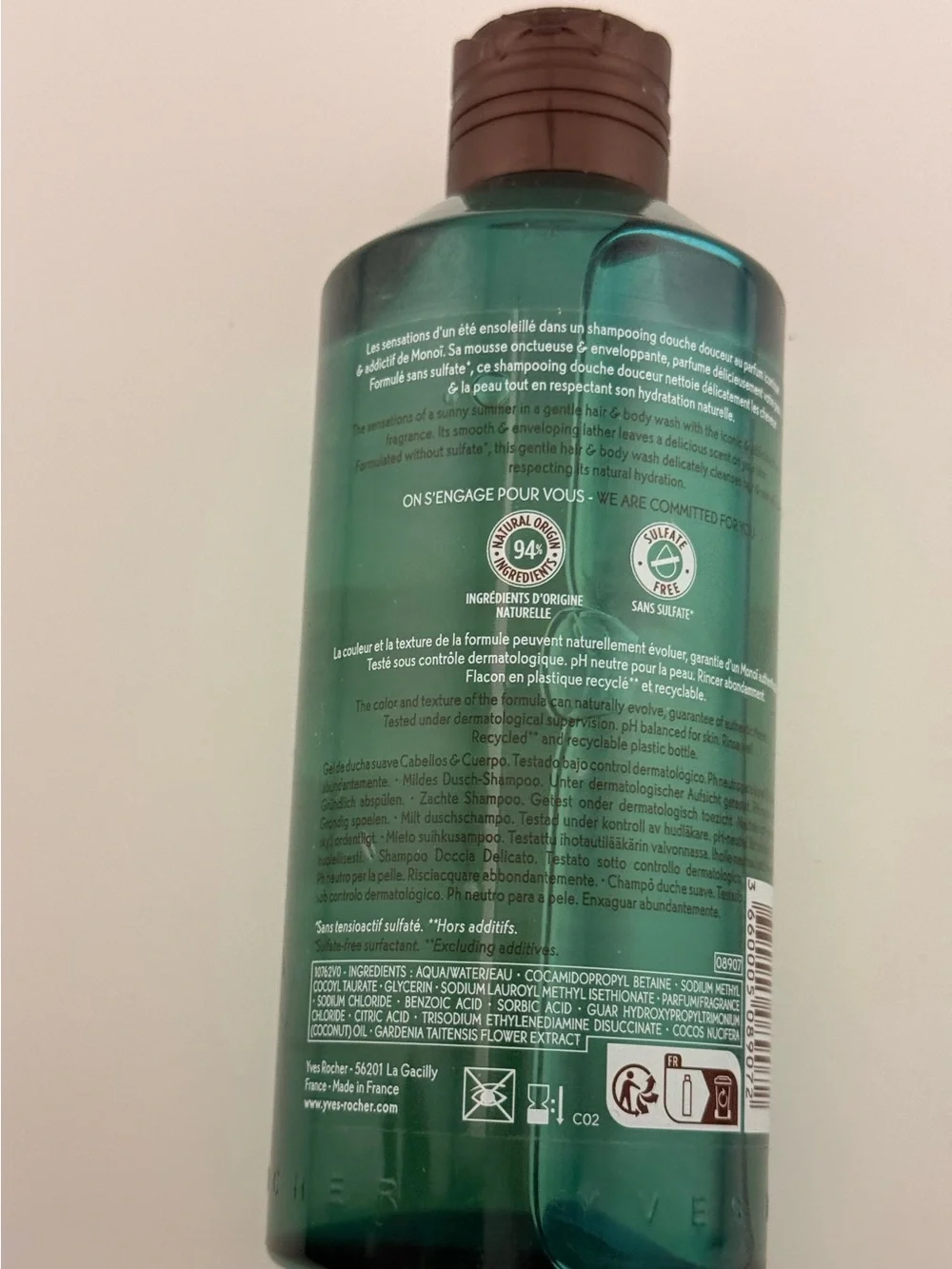 Yves Rocher Monoi Gentle Hair & Body  400ml / 13.5 oz Sulfate Free New